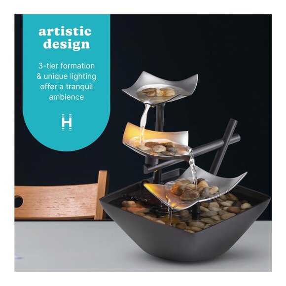 Homedics Silver Springs Relaxation Fountain - Soothing Sounds, Automatic Pump, N - Picture 3 of 7